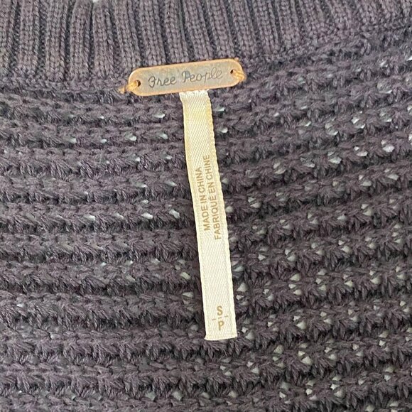 Free People Size Small Charcoal Moonshine Cold Shoulder V-Neck Sweater - Picture 7 of 11